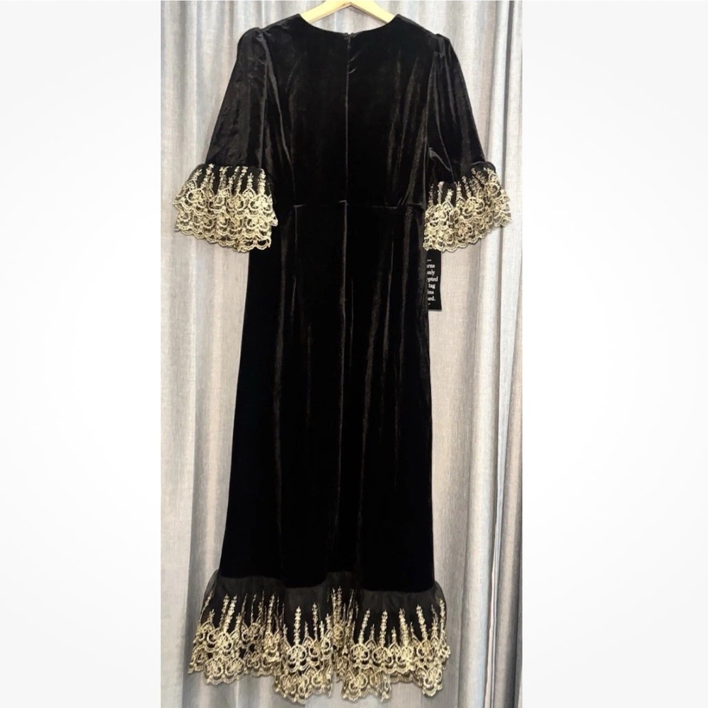 NWT | Tuckernuck Pomander Place Black Velvet Lillith Dress Midi - Picture 7 of 13